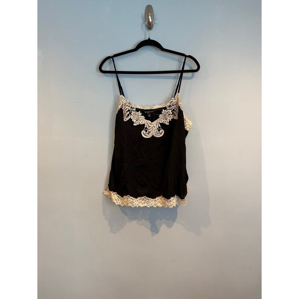 INC International Concepts Black Lace Trim Cami Top XL BNWT